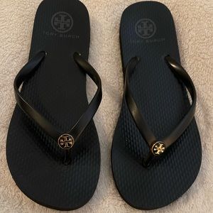 Black Tory Burch Thin Flip Flops Size 7